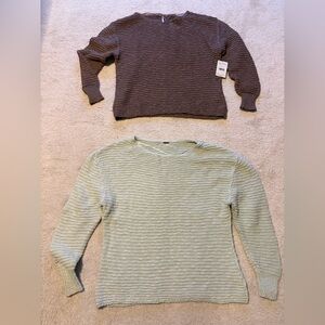 New - Free People Crew Neck Sweater - Chocolate and Sage combo of 2
